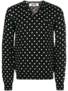 Comme Des Garçons Play Embroidered Heart Polka Dot Jumper In Black