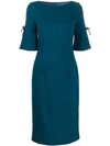 Goat Ines Crepe Pencil Dress In Blue