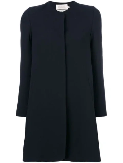 Goat Redgrave Collarless Coat In Blue