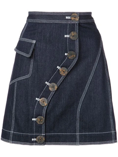 Acler Button Fastened Denim Skirt - Blue