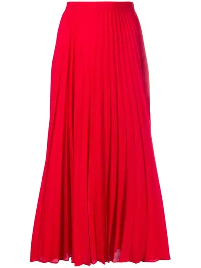 Valentino Pleated Midi Skirt - Red