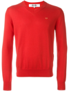 Comme Des Garçons Play Embroidered Heart Jumper In Red