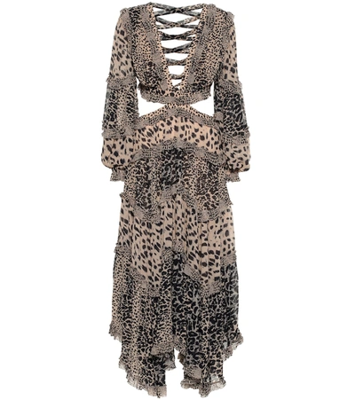 Zimmermann Allia Leopard-print Cut-out Dress In Brown