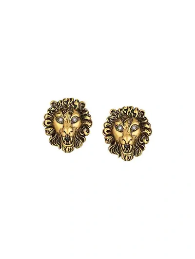 Gucci Lion Head Earrings In Gold