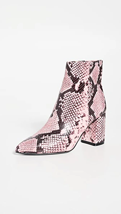 Alice And Olivia Delanie Snakeskin Print Leather Ankle Boots In Blossom