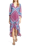 Ba&sh Usso Mixed Print High/low Dress In Framboise