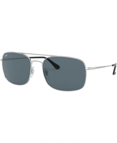 Ray Ban 60mm Aviator Sunglasses - Silver/ Blue Solid