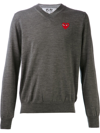 Comme Des Garçons Play Embroidered Heart Jumper In Grey