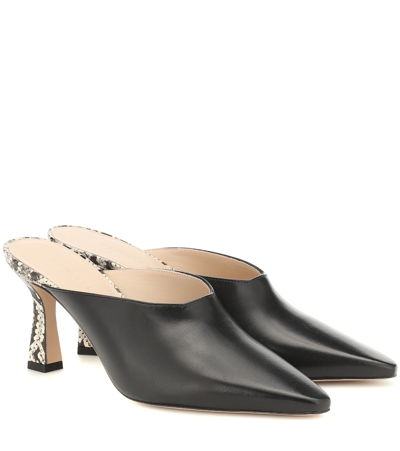 Wandler Lotte Leather Mules In Black