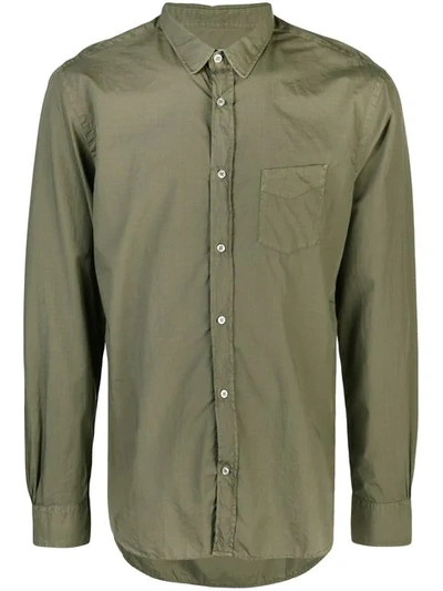 Officine Generale Lipp Stitch Pigment Dyed Shirt In Green