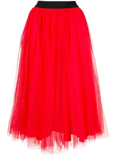 Msgm Tulle Midi Skirt - Red