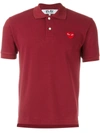 Comme Des Garçons Play Embroidered Heart Polo Shirt In Red