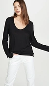 Alexander Wang T Drapey Jersey Long Sleeve Tee With Darting Detail In Black