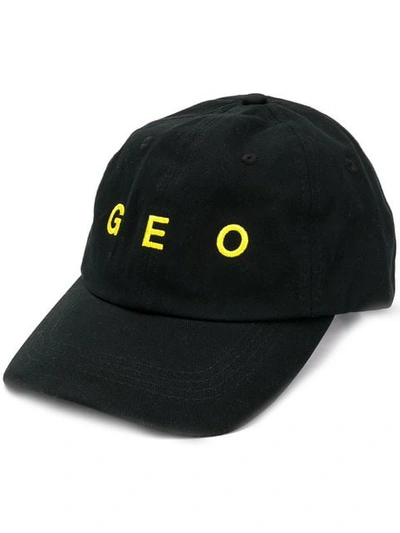 Geo Embroidered Cap - Black