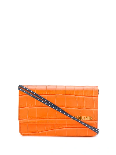 Jacquemus Le Sac Riviera Croc Embossed Leather Bag In Orange