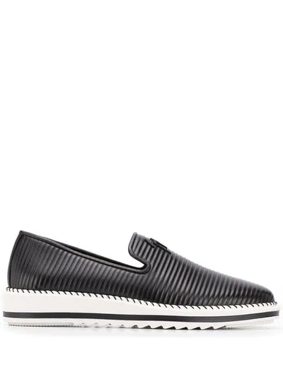 Giuseppe Zanotti Ribbed Slippers In Black