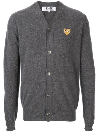 Comme Des Garçons Play Embroidered Heart Cardigan In Grey