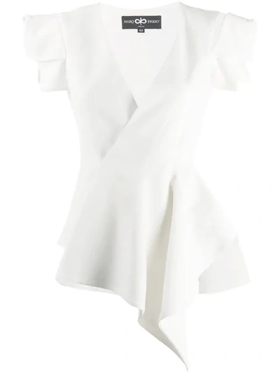 Avaro Figlio Asymmetric Hem Wrap Top In White