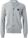 Comme Des Garçons Play Logo Patch V-neck Cardigan In Gray