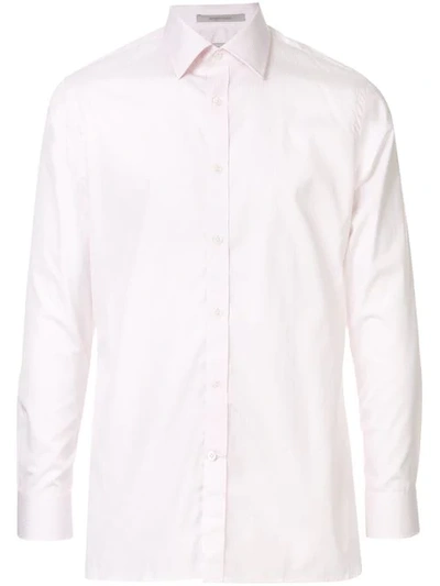 Gieves & Hawkes Striped Long-sleeve Shirt In Pink