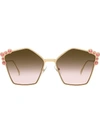 Fendi Studded Pentagonal Sunglasses In Pink