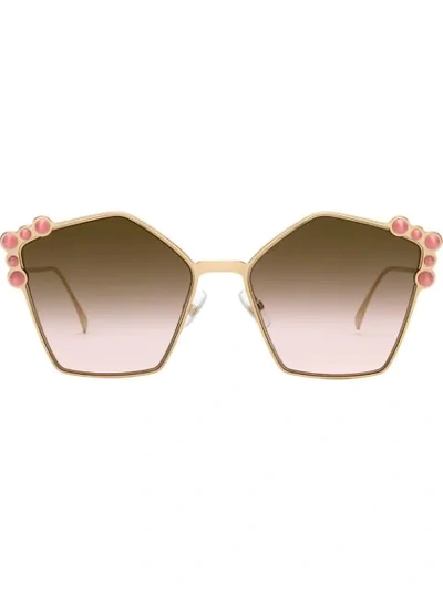 Fendi Studded Pentagonal Sunglasses In Pink