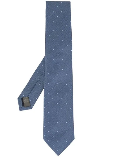 Gieves & Hawkes Polka-dot Embroidered Tie In Blue