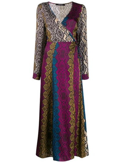 Andamane Snakeskin Print Wrap Dress In Fuchsia