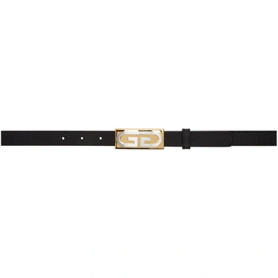 Gucci Logo Plaque Skinny Belt In Black