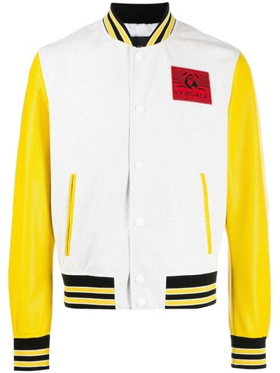 Versace Logo Patch Varsity-style Jacket In White