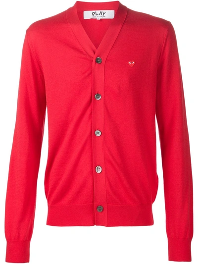 Comme Des Garçons Play Mini Heart Cardigan In Red