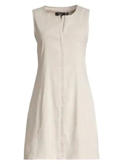 Theory Sleeveless Shift Dress In Flax White