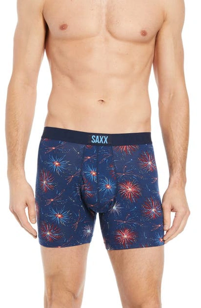 Saxx Ultra Fireworks Boxer Briefs In Navy Fireworks