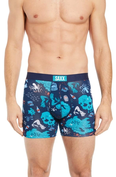 Saxx 'vibe' Stretch Boxer Briefs In Navy Treasure Map