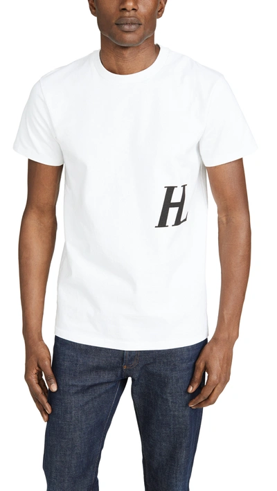 Helmut Lang Logo Detail Crewneck Cotton T-shirt In White