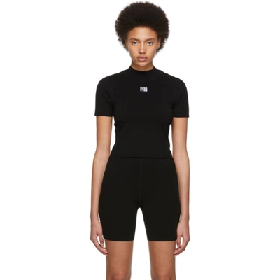 Alexander Wang T Alexanderwang.t Black Foundation Bodycon Mock Neck T-shirt In 001 Black