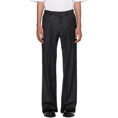 Balenciaga Navy Wool Trousers In 5004 Nv Wht