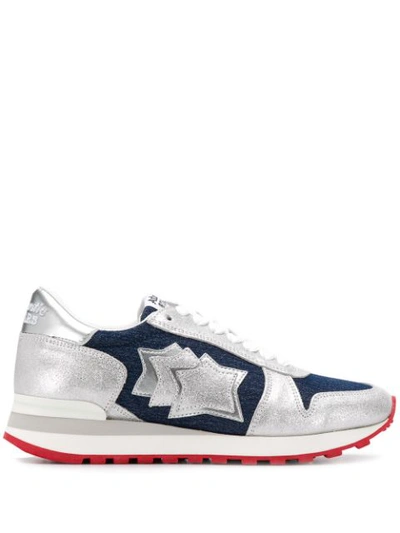 Atlantic Stars Denim Star Patch Sneakers In Silver