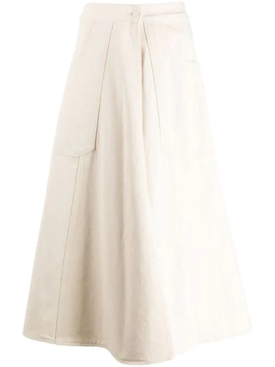 Calvin Klein A-line Flared Midi Skirt - Neutrals