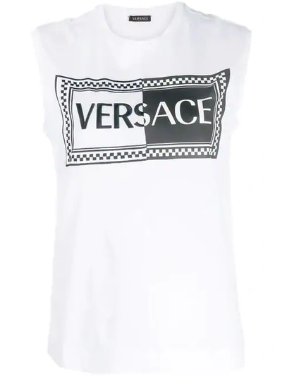 Versace Logo Print Vest Top - White