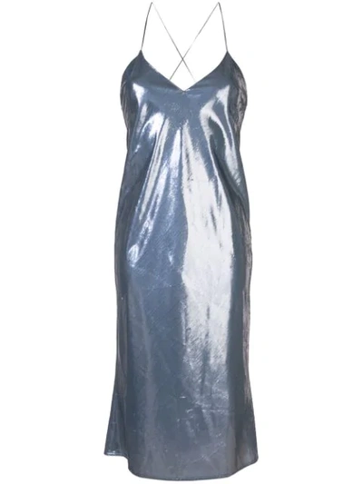 Michelle Mason Bias Midi Dress In Blue