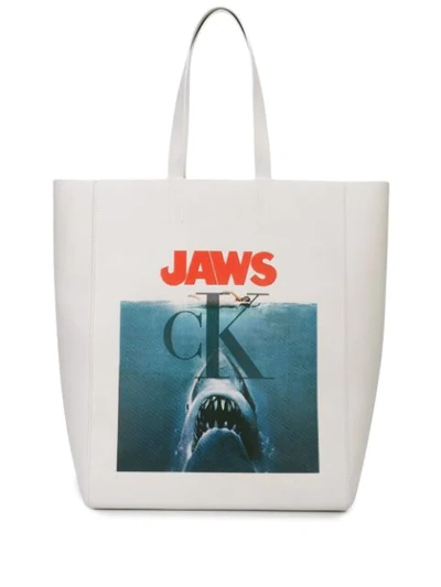 Calvin Klein 205w39nyc Jaws Print Tote Bag In White