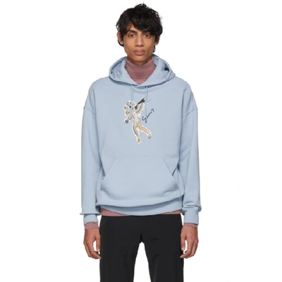 Givenchy Printed Cotton-jersey Hooded Sweatshirt In 451 Paleblu