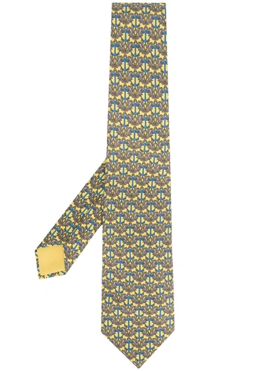 Pre-owned Hermes 2000's  Printed Tie In Yellow