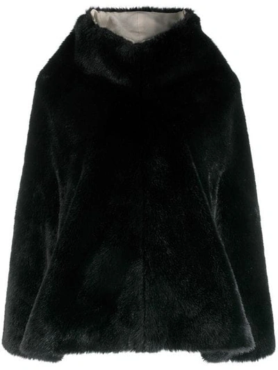 Pre-owned Junya Watanabe Faux-fur Overhead Cape In Black