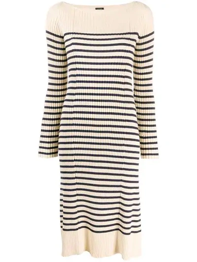 Pre-owned Jean Paul Gaultier Vintage Matelot Striped Dress In Neutrals