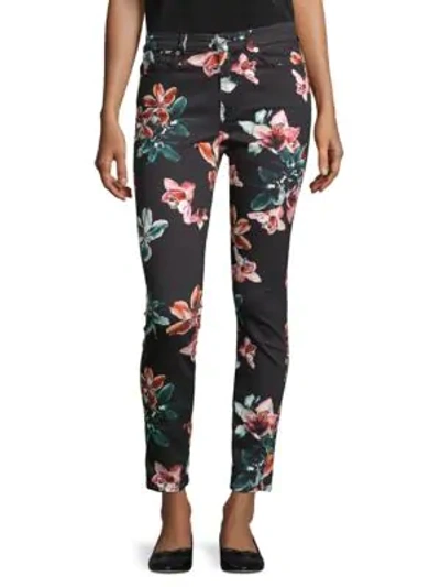 7 For All Mankind Floral Ankle Cropped Skinny Jeans In Monlitor