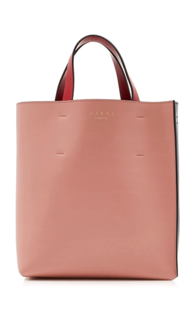 Marni Two-tone Leather Tote In Pink