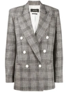 Isabel Marant Deagan Double-breasted Checked Cotton-blend Blazer In Grey
