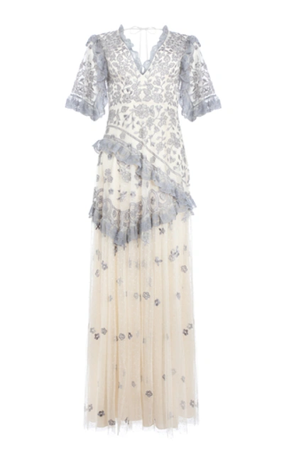 Needle & Thread Elsa Floral Maxi Dress In Neutral